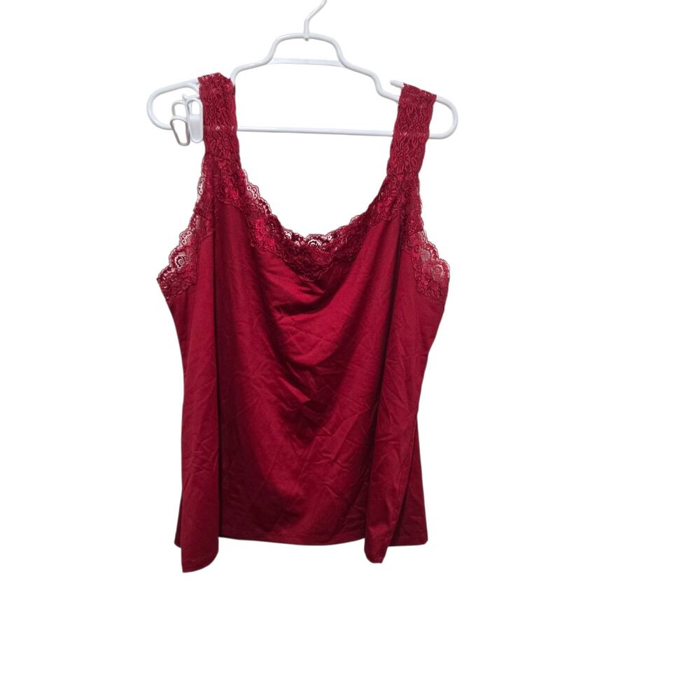 Cato Burgundy Lace Trim Tank Top Plus Size 18/20W